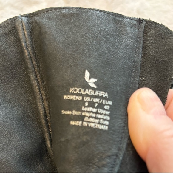 UGG Koolaburra Fringe Faded Black Suede Snake Skin Boots - Picture 3 of 12